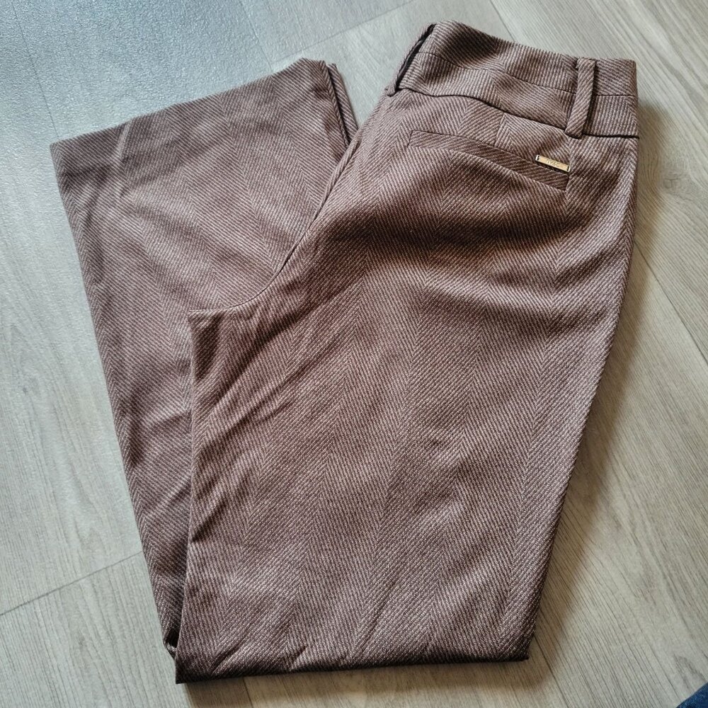 7th Avenue Suiting Collection NY&C Womens Petite Size 10 Brown Herringbone Trous